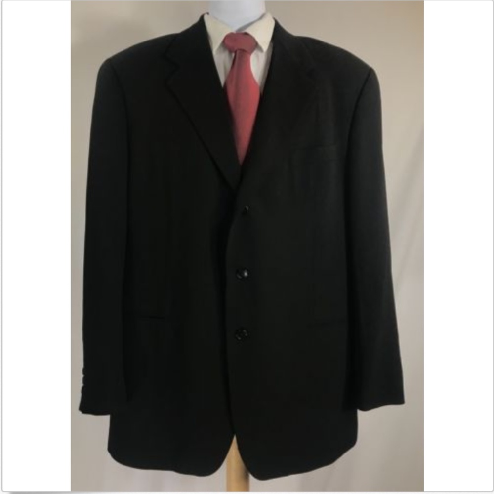 VESTIMENTA Men Black Wool Three Button Coat Blazer